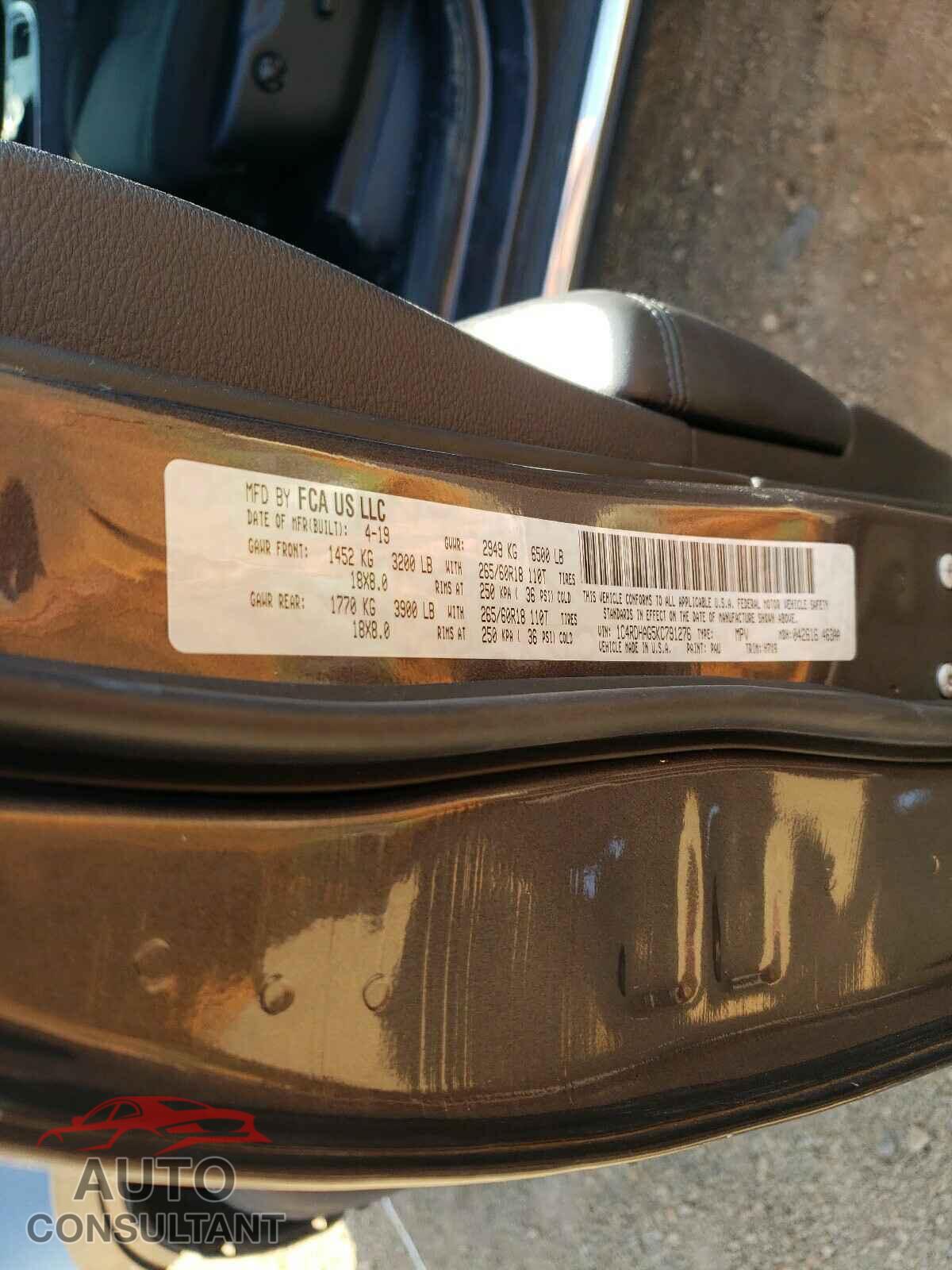 DODGE DURANGO 2019 - 1C4RDHAG5KC791276