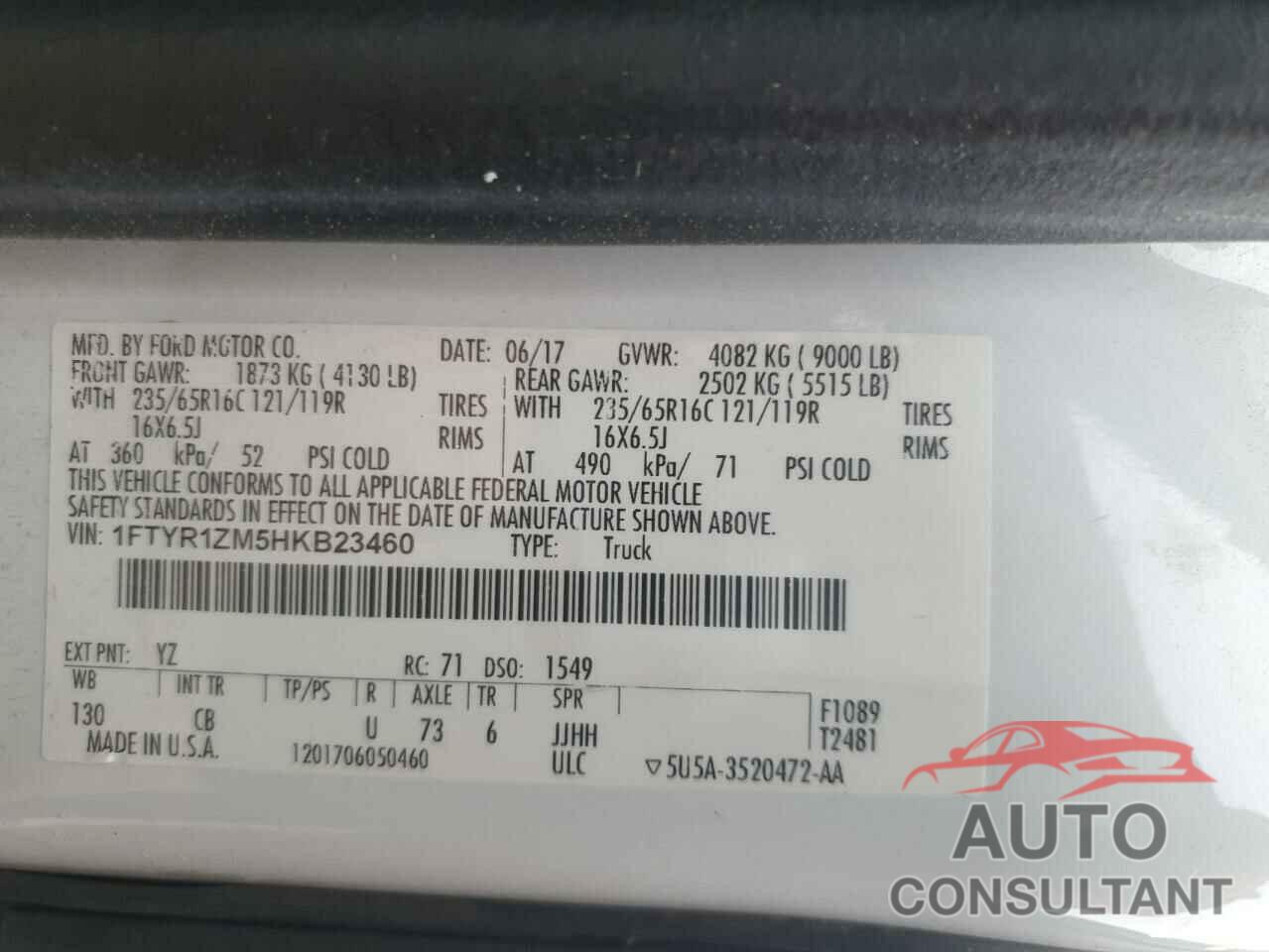 FORD ALL Models 2017 - 1FTYR1ZM5HKB23460