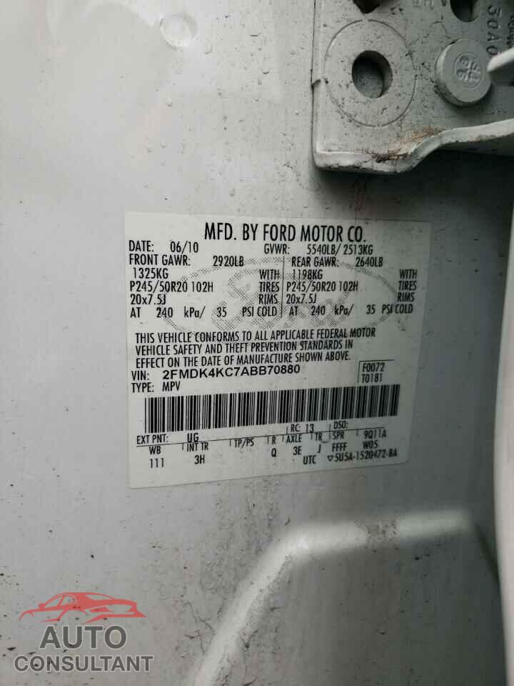 FORD EDGE 2010 - 2FMDK4KC7ABB70880