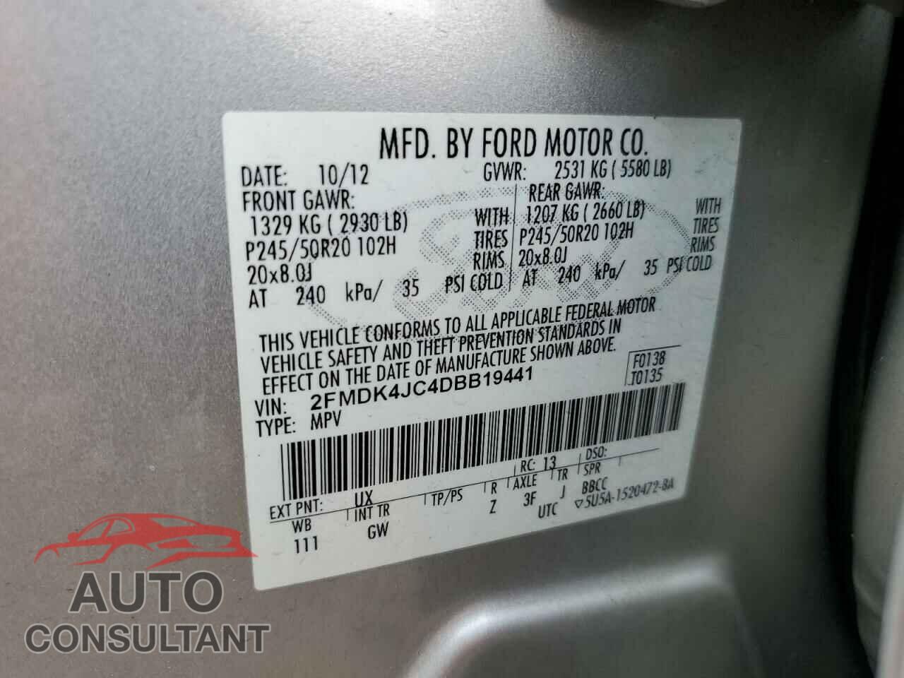 FORD EDGE 2013 - 2FMDK4JC4DBB19441