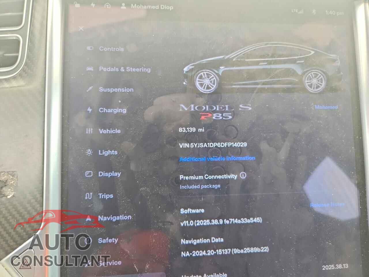 TESLA MODEL S 2013 - 5YJSA1DP6DFP14029