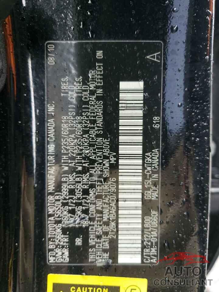 LEXUS RX350 2010 - 2T2BK1BA6AC079076