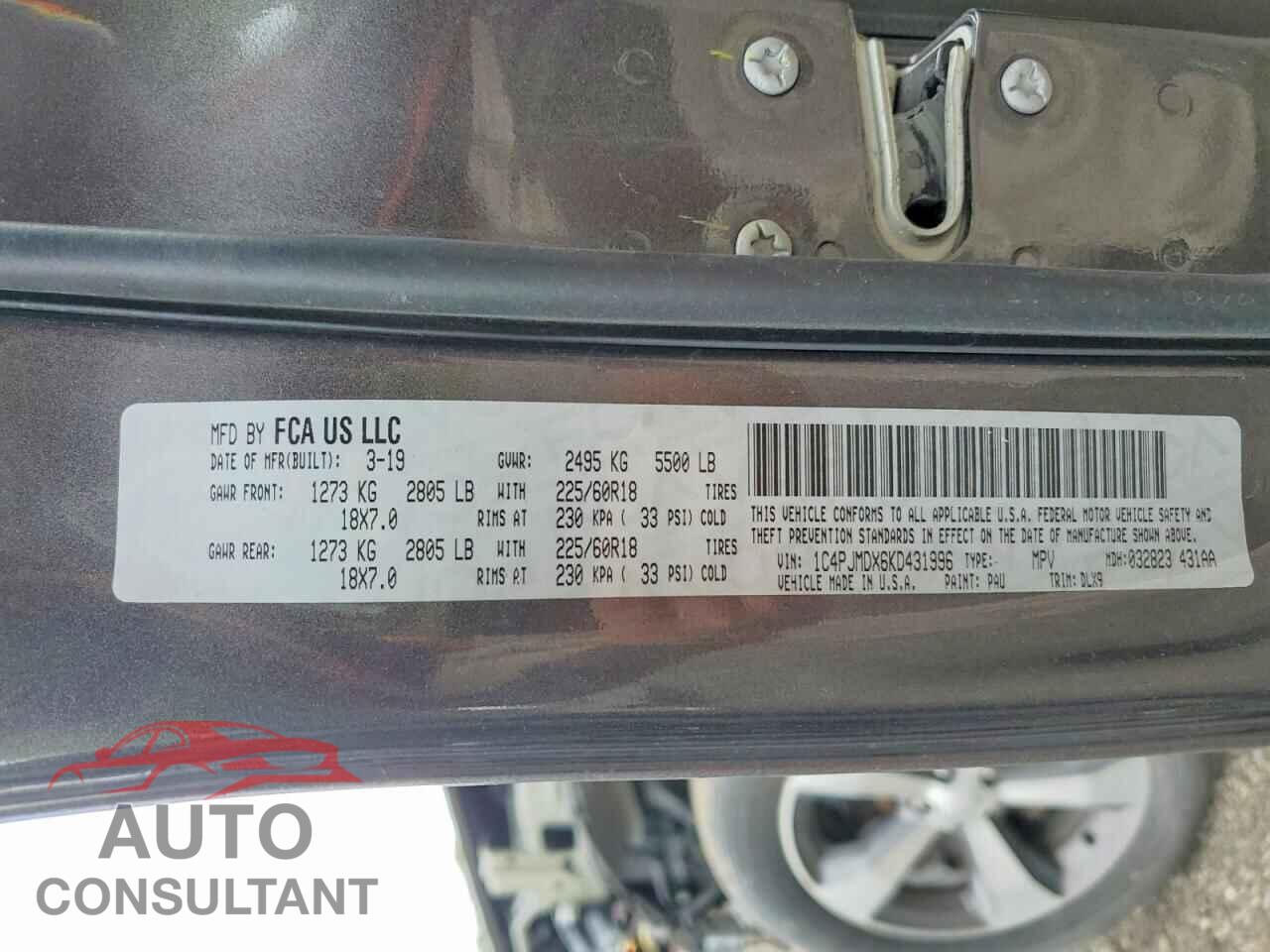JEEP CHEROKEE 2019 - 1C4PJMDX6KD431996