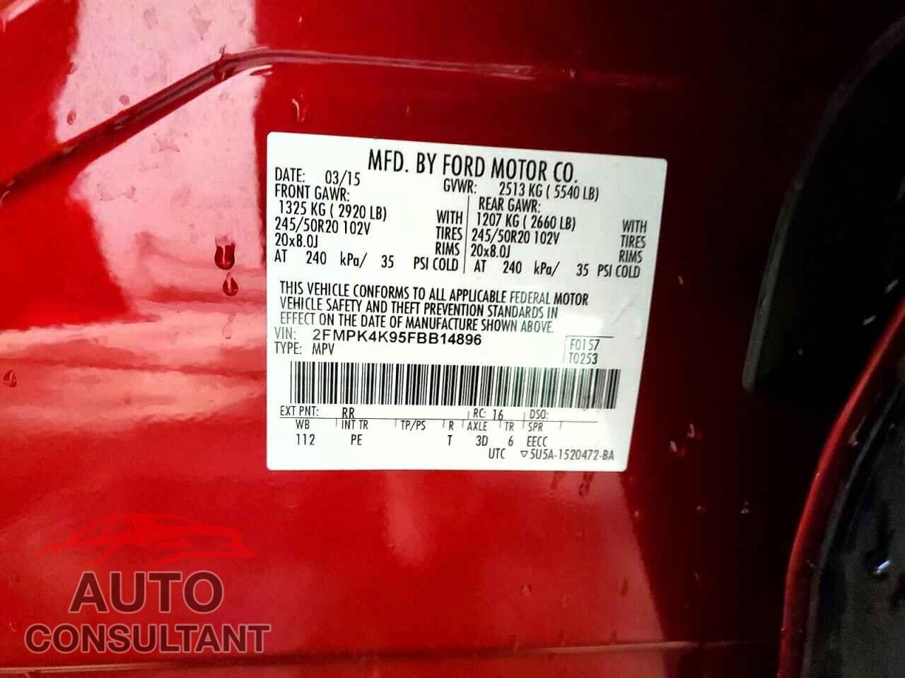 FORD EDGE 2015 - 2FMPK4K95FBB14896