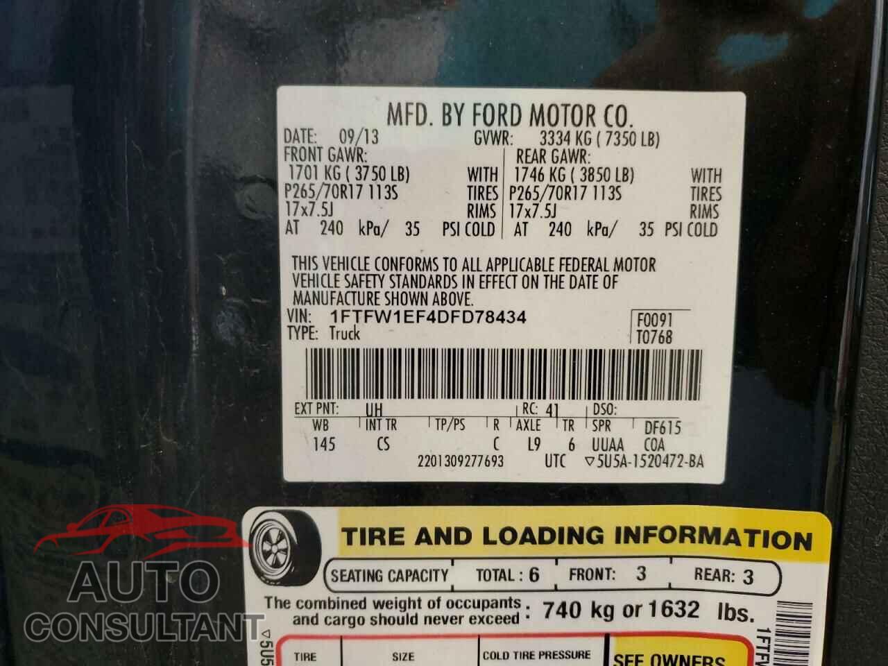 FORD F-150 2013 - 1FTFW1EF4DFD78434