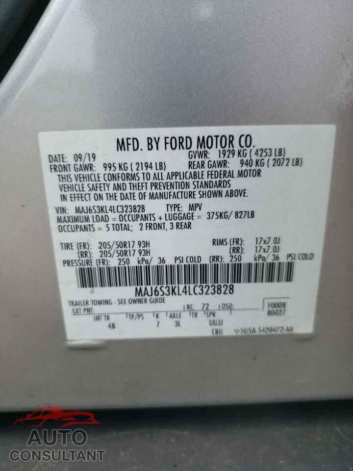 FORD ECOSPORT 2020 - MAJ6S3KL4LC323828