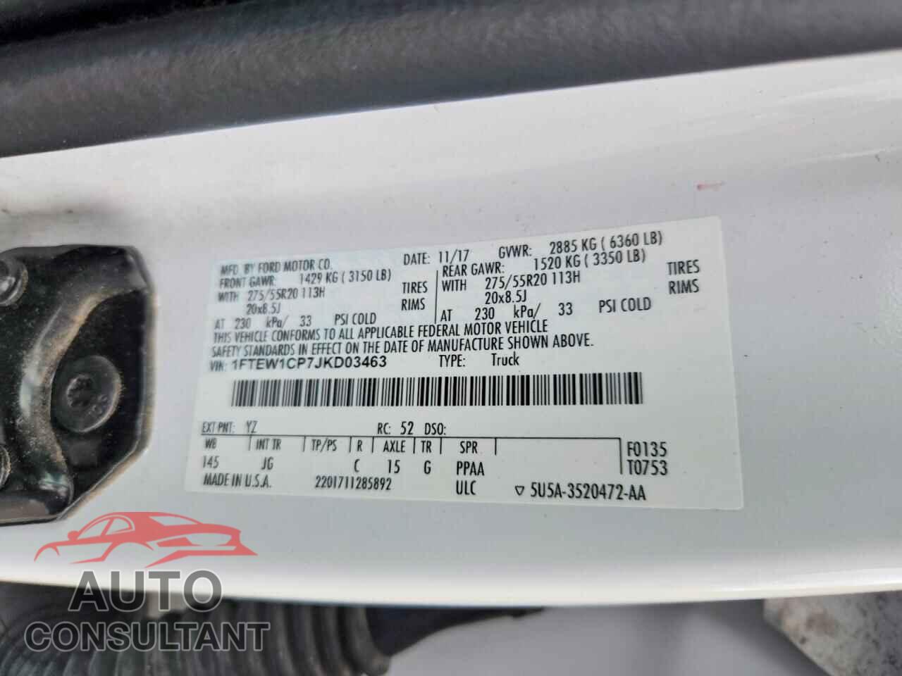 FORD F150 2018 - 1FTEW1CP7JKD03463