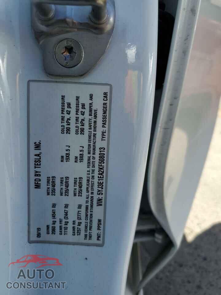 TESLA MODEL 3 2019 - 5YJ3E1EA2KF508013