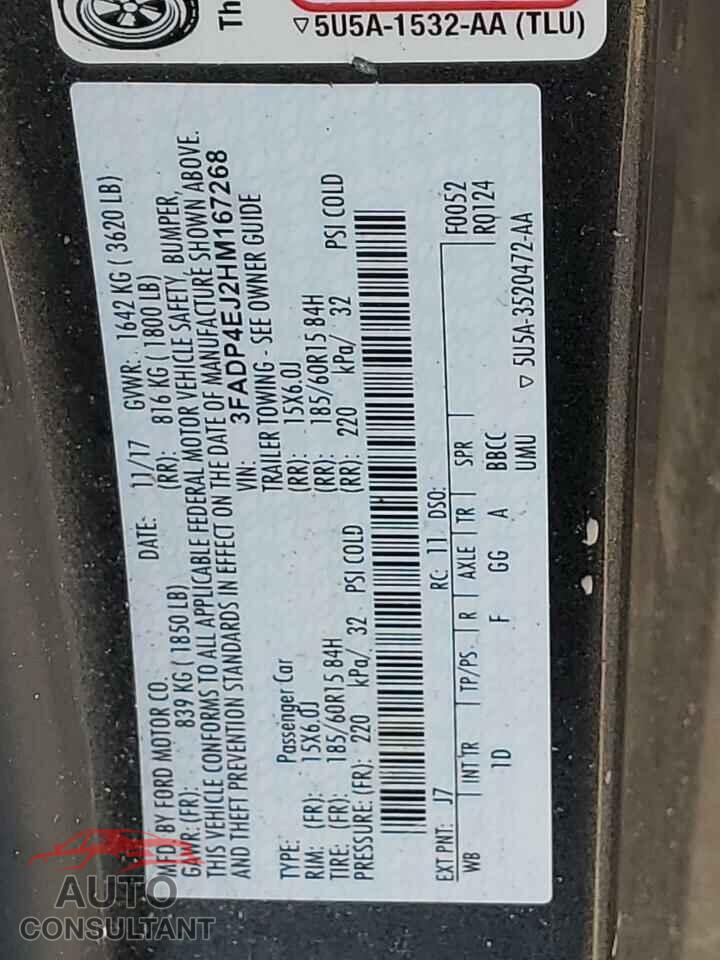 FORD FIESTA 2017 - 3FADP4EJ2HM167268