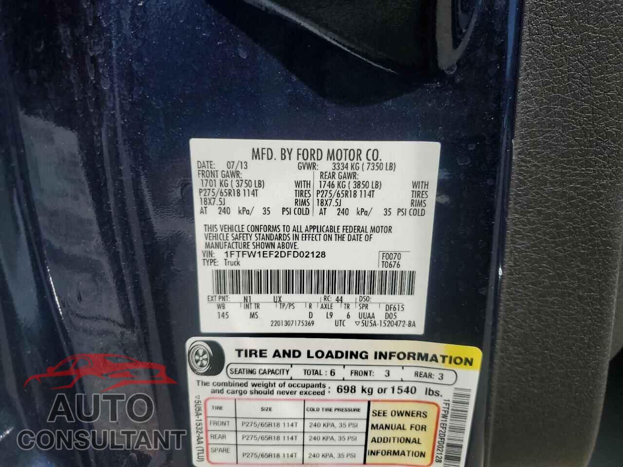 FORD F-150 2013 - 1FTFW1EF2DFD02128