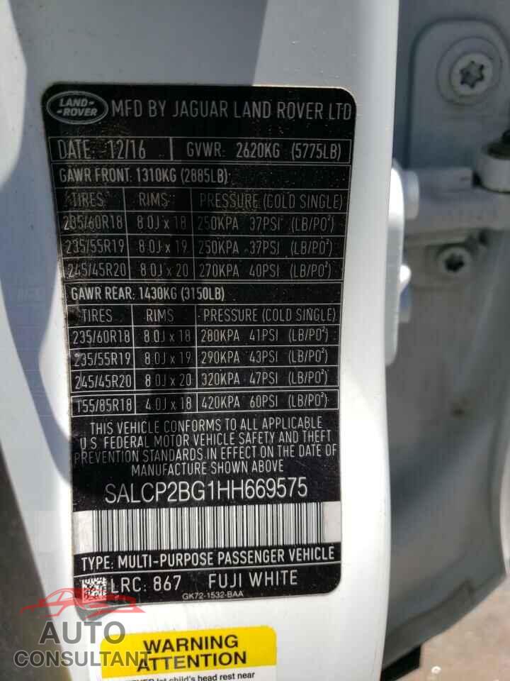LAND ROVER DISCOVERY 2017 - SALCP2BG1HH669575