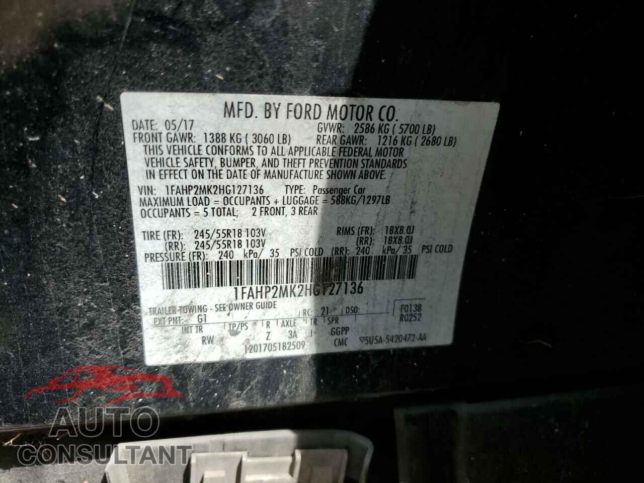 FORD TAURUS 2017 - 1FAHP2MK2HG127136