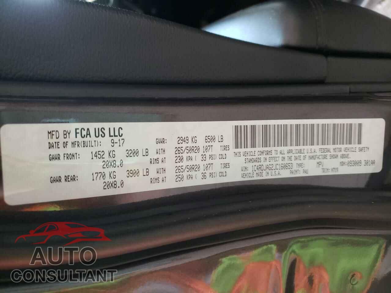 DODGE DURANGO 2018 - 1C4RDJAG2JC160653