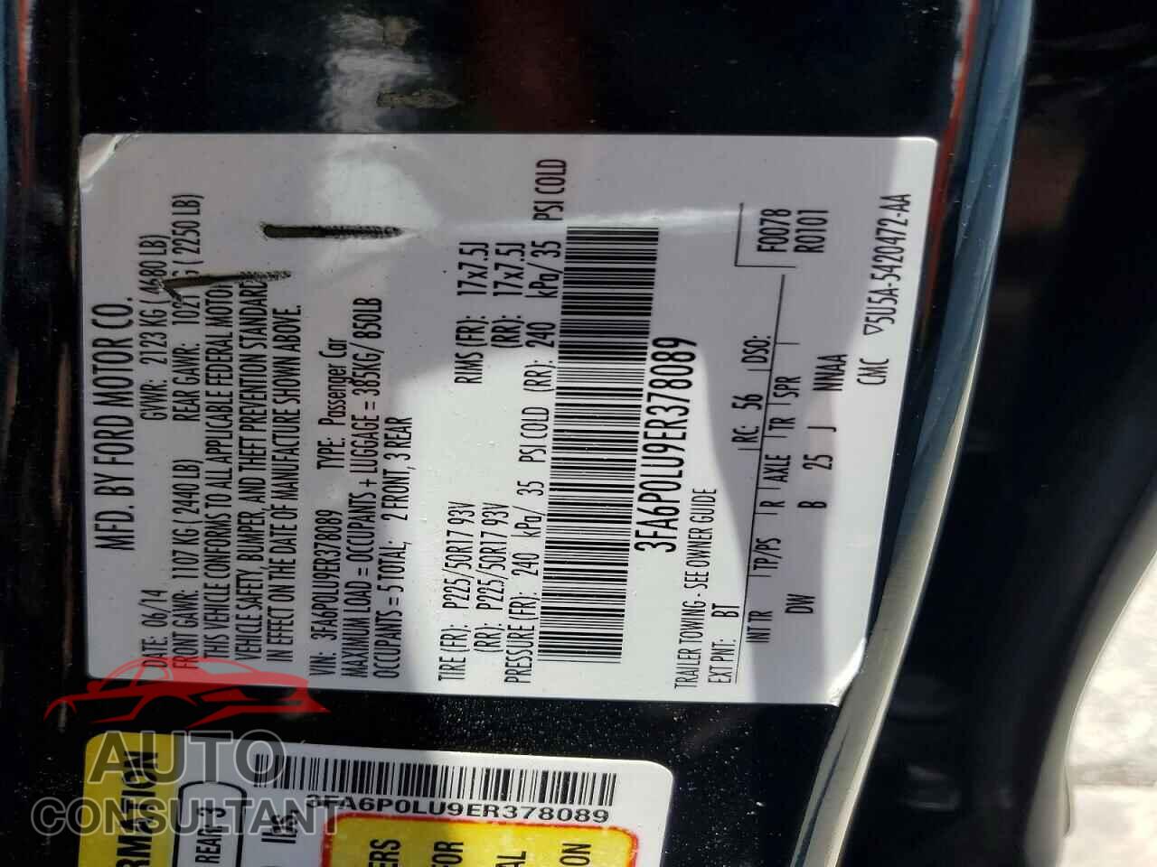 FORD FUSION 2014 - 3FA6P0LU9ER378089