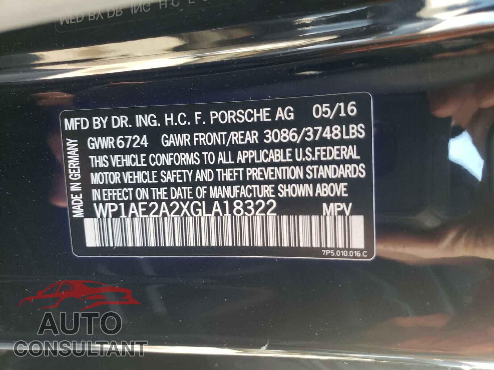 PORSCHE CAYENNE 2016 - WP1AE2A2XGLA18322