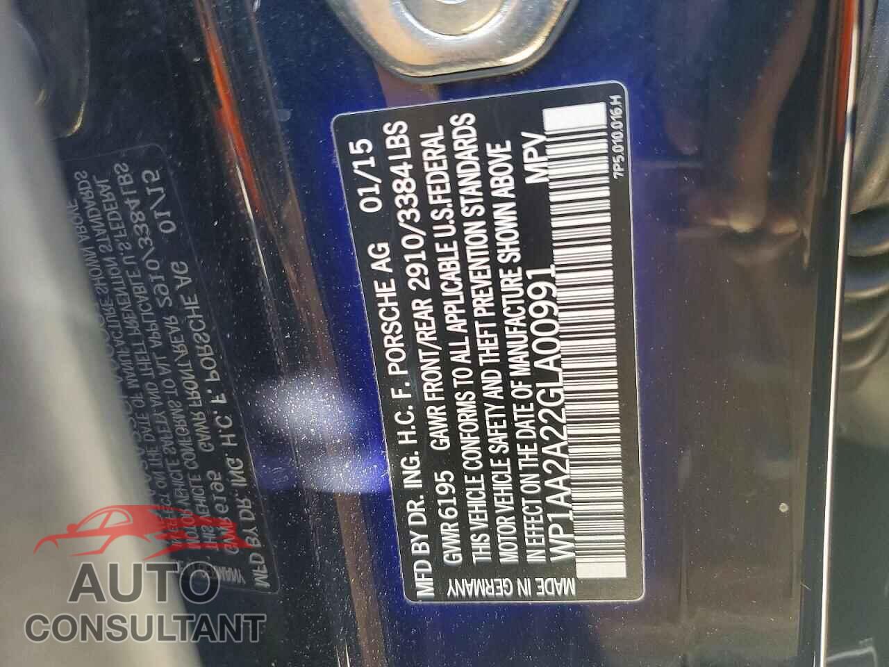 PORSCHE CAYENNE 2016 - WP1AA2A22GLA00991