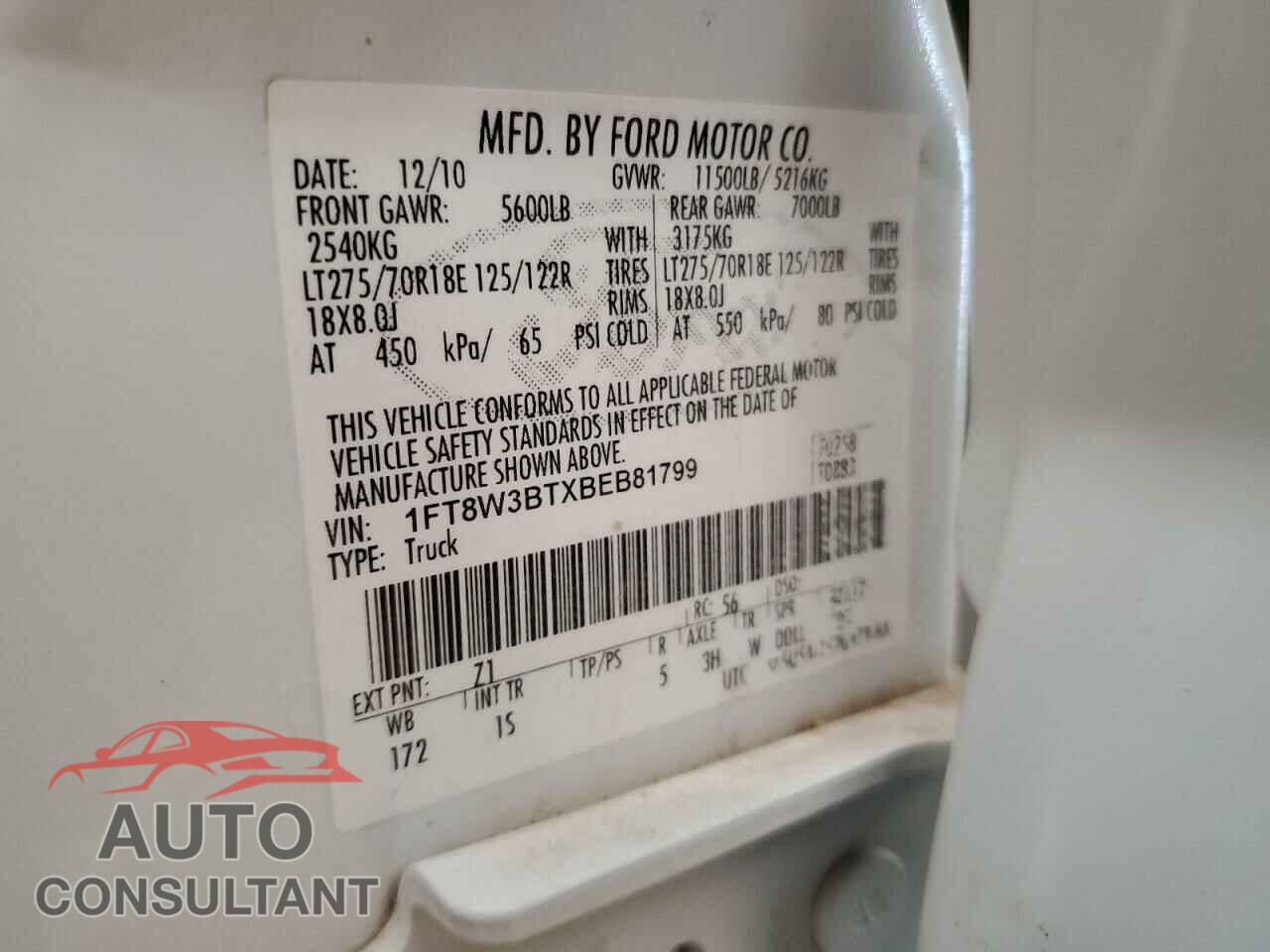 FORD F350 2011 - 1FT8W3BTXBEB81799