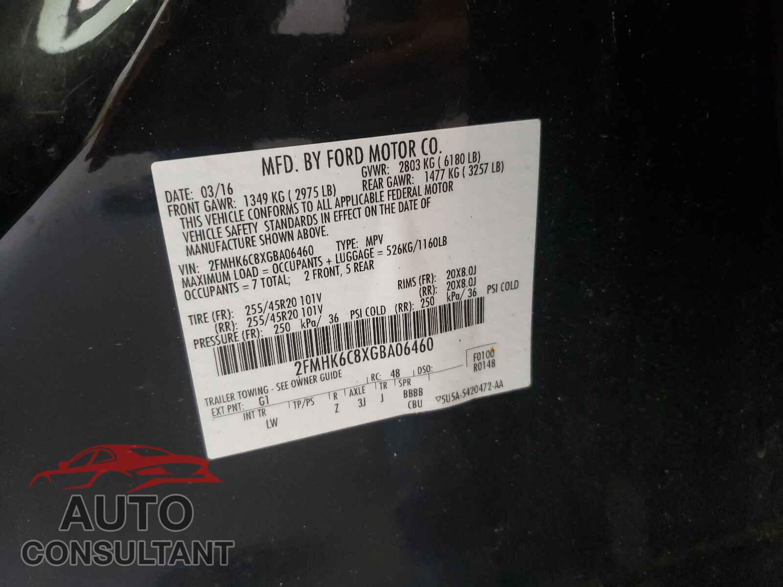 FORD FLEX 2016 - 2FMHK6C8XGBA06460
