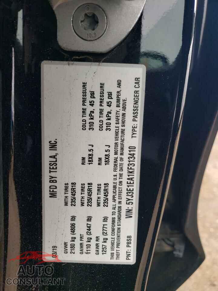 TESLA MODEL 3 2019 - 5YJ3E1EA1KF313410