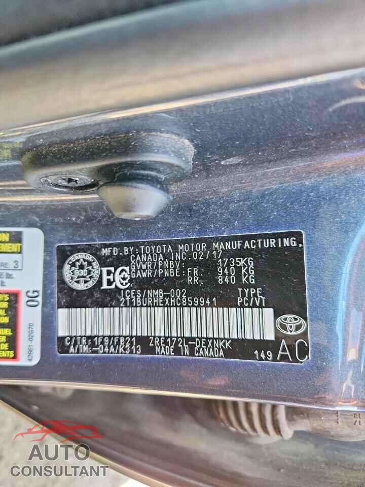 TOYOTA COROLLA 2017 - 2T1BURHEXHC859941
