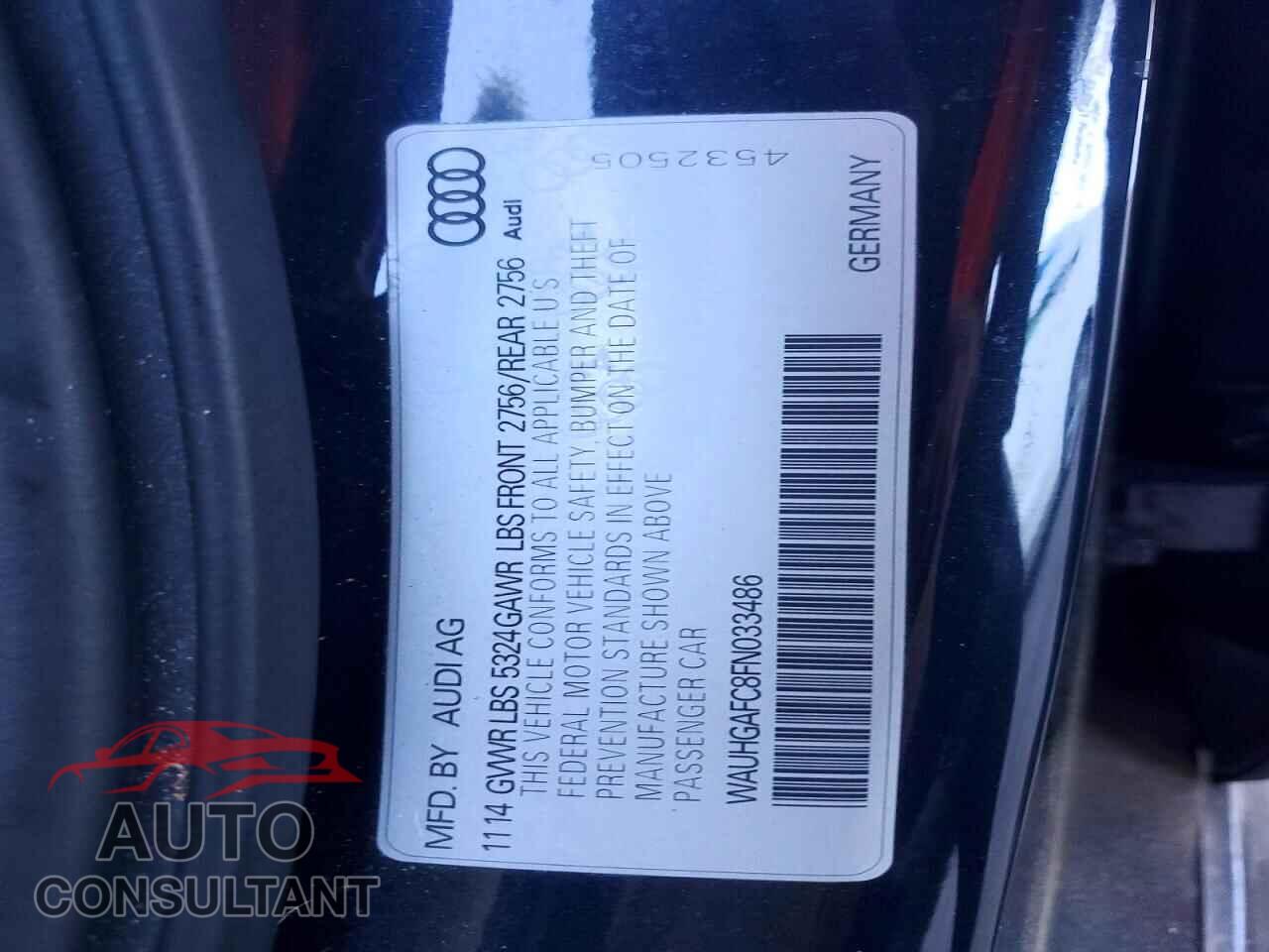 AUDI A6 2015 - WAUHGAFC8FN033486