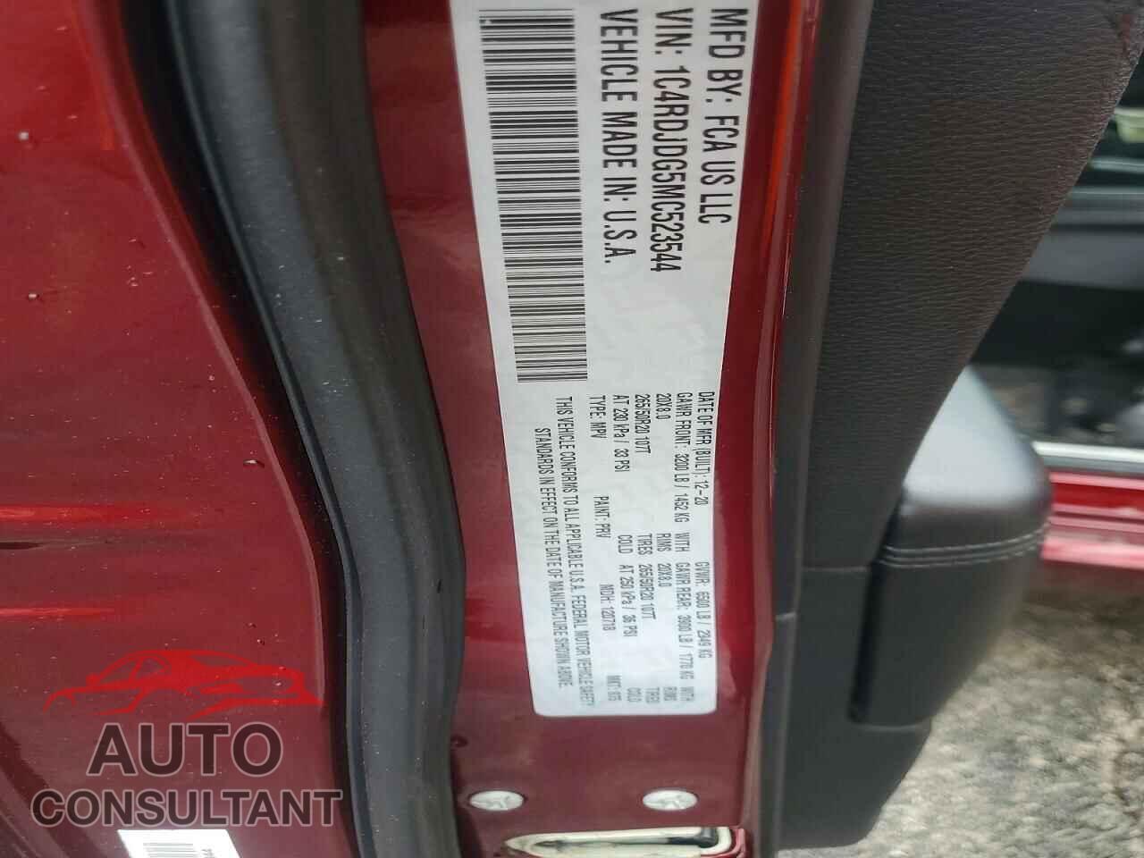 DODGE DURANGO 2021 - 1C4RDJDG5MC523544