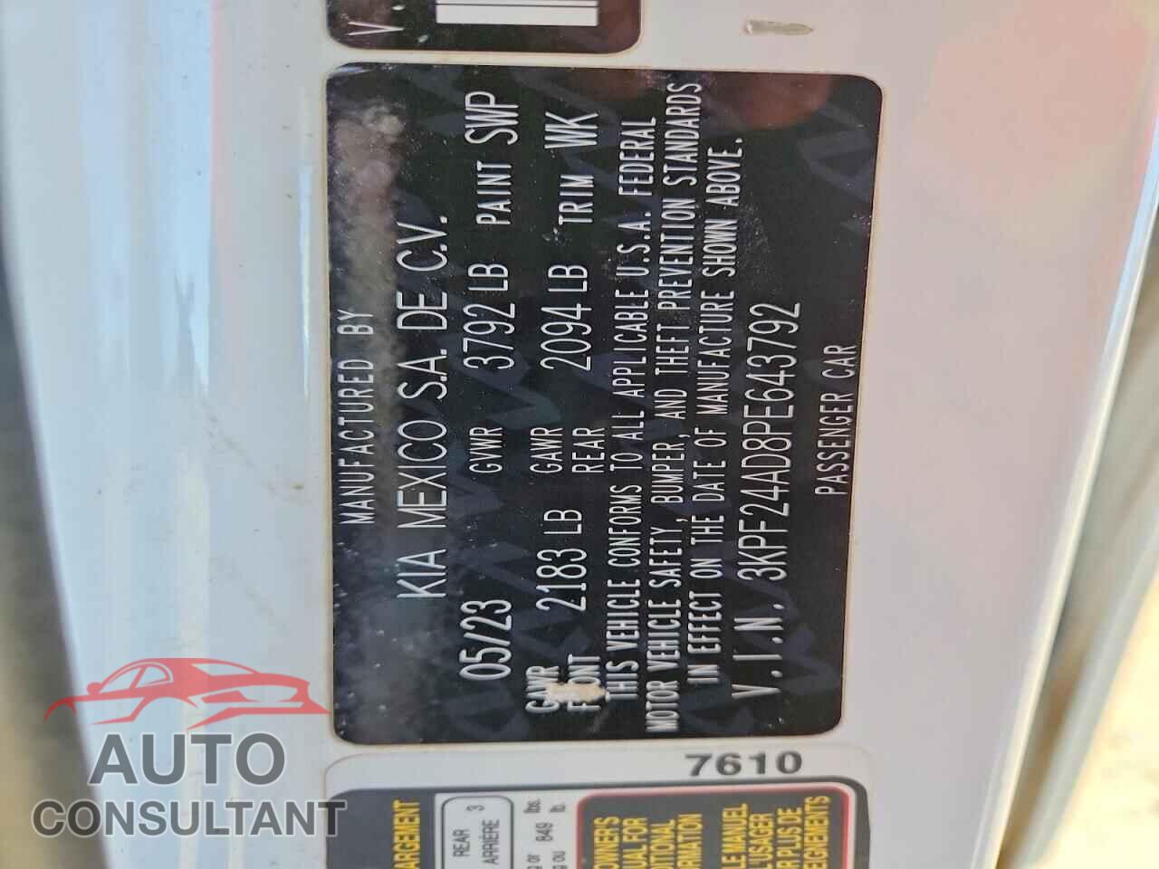 KIA FORTE 2023 - 3KPF24AD8PE643792