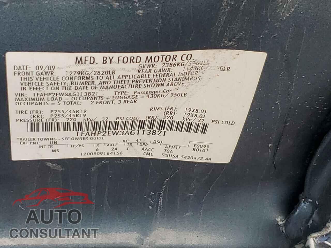 FORD TAURUS 2010 - 1FAHP2EW3AG113821