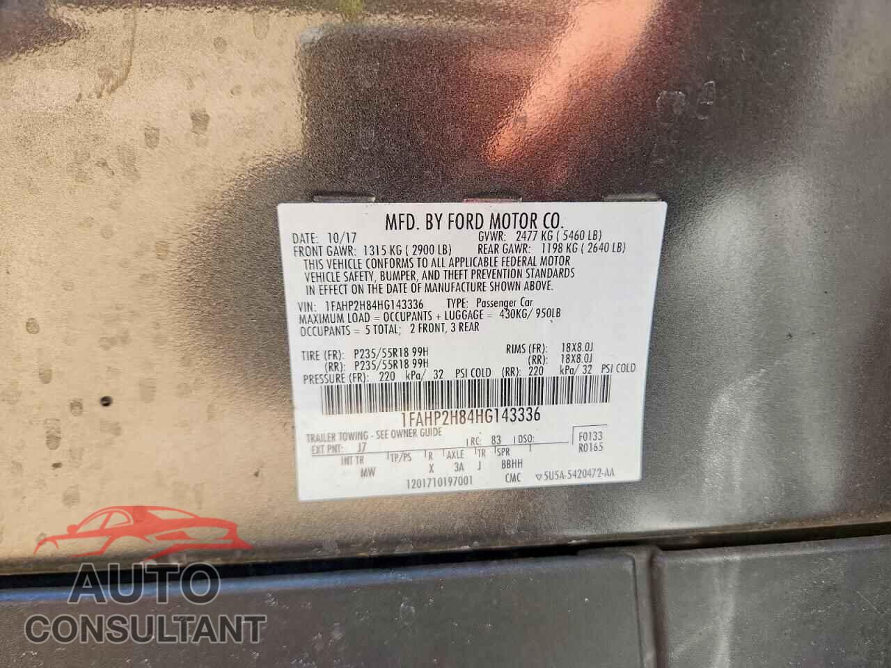 FORD TAURUS 2017 - 1FAHP2H84HG143336