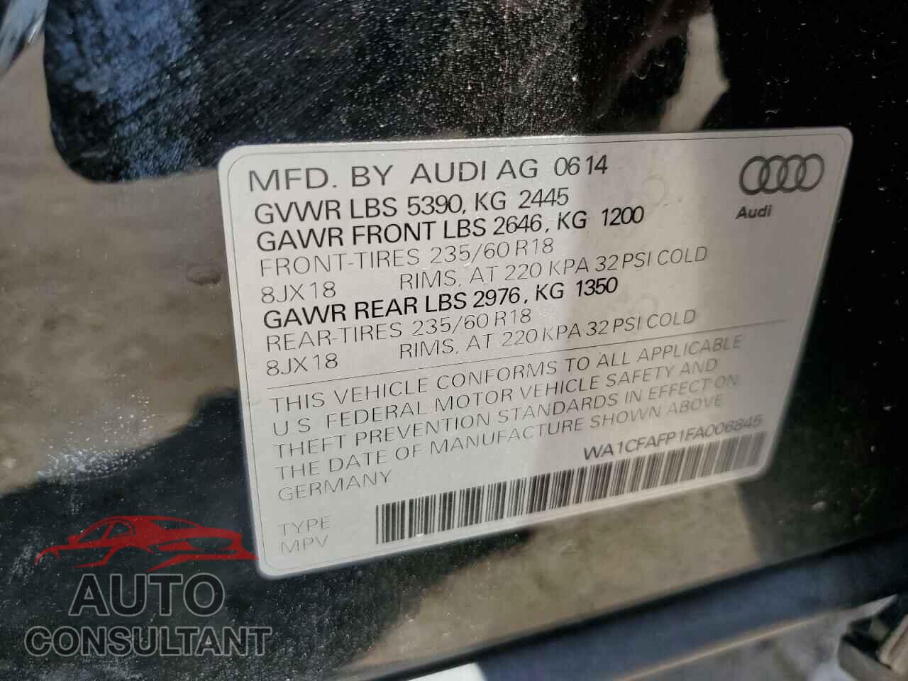 AUDI Q5 2015 - WA1CFAFP1FA006845