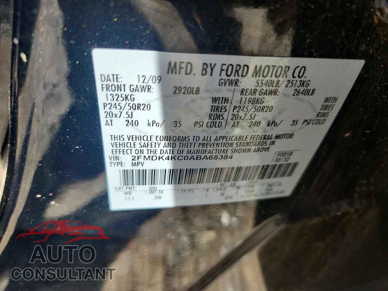 FORD EDGE 2010 - 2FMDK4KC0ABA68384