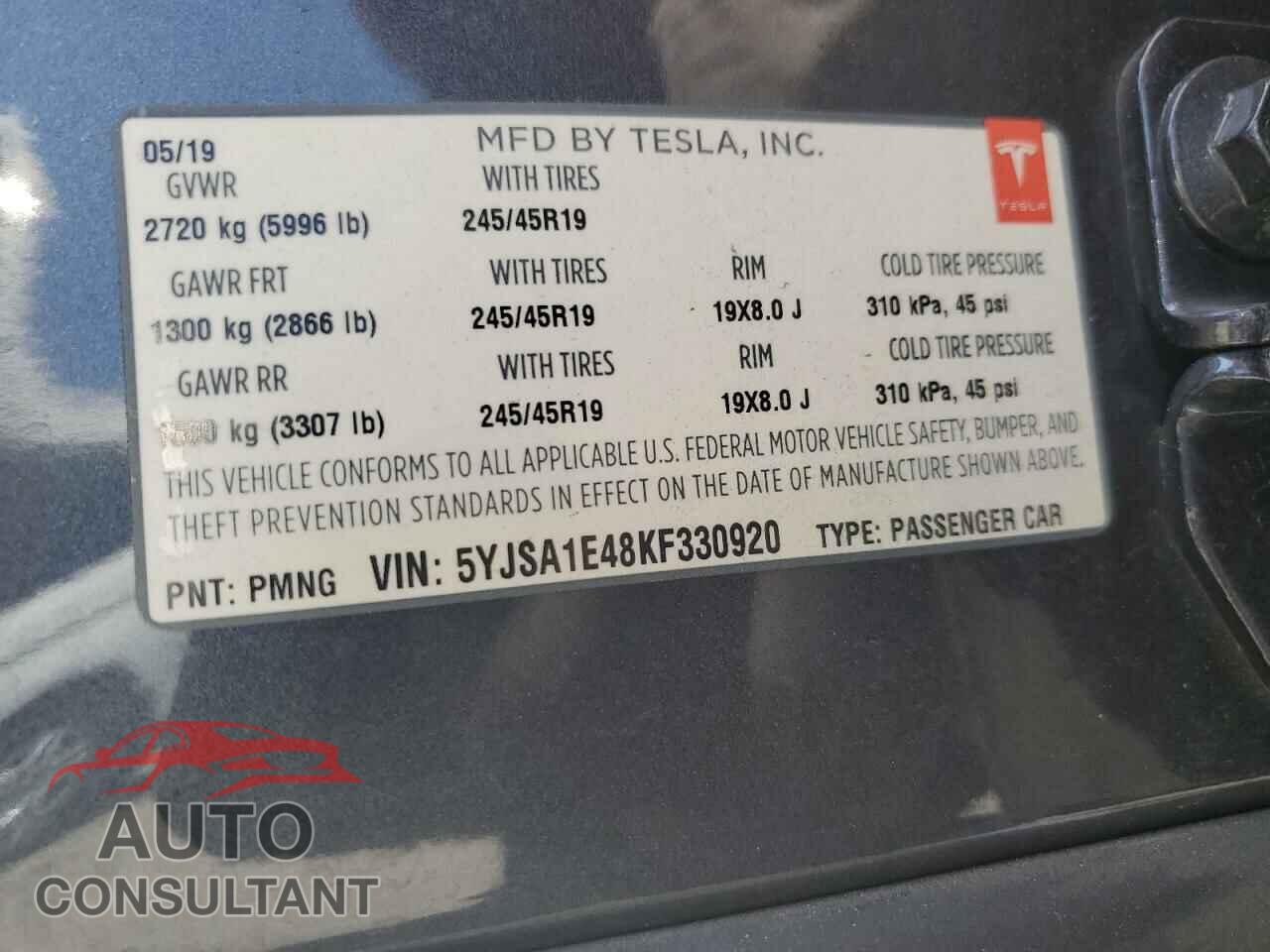 TESLA MODEL S 2019 - 5YJSA1E48KF330920