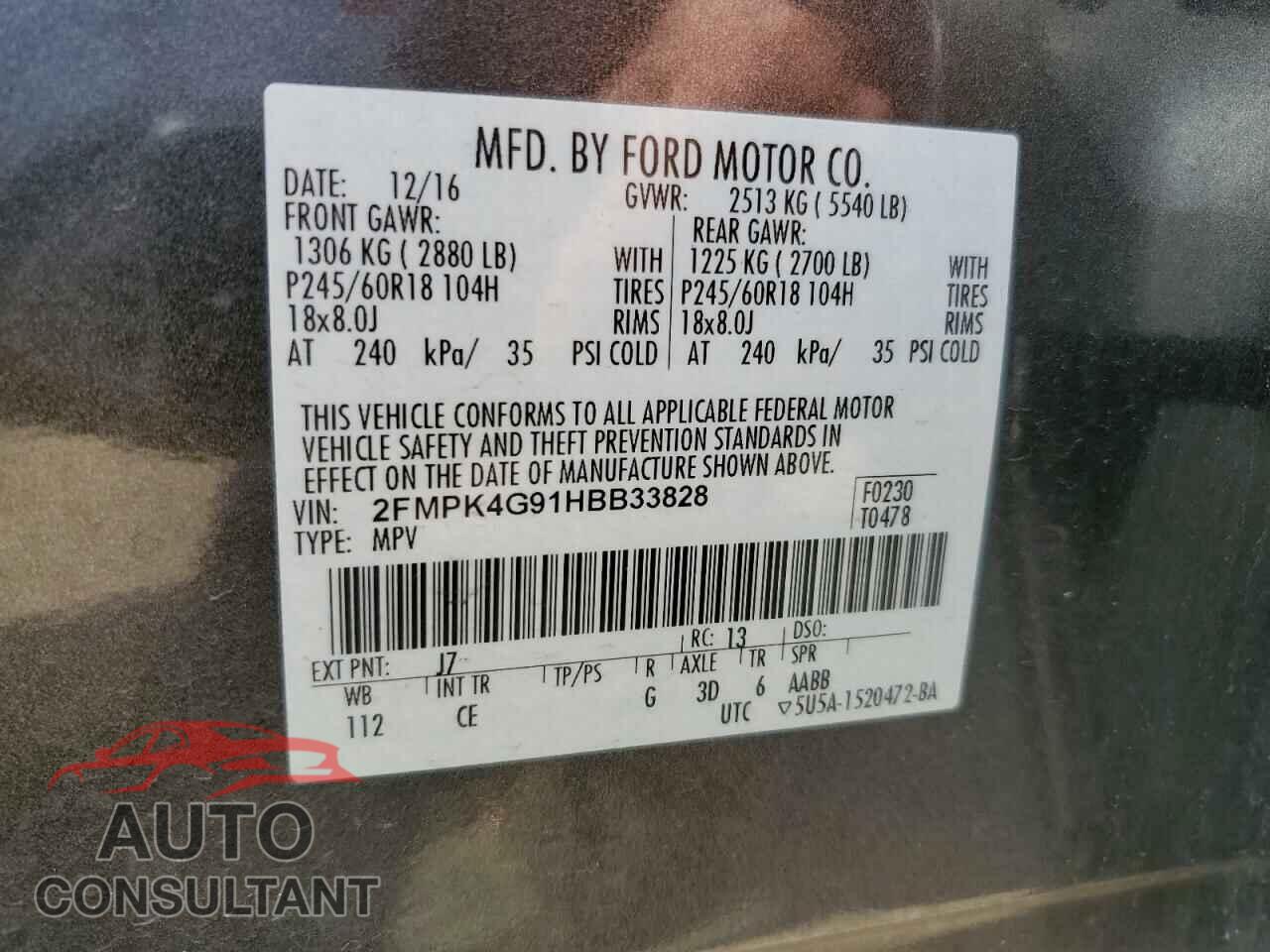 FORD EDGE 2017 - 2FMPK4G91HBB33828