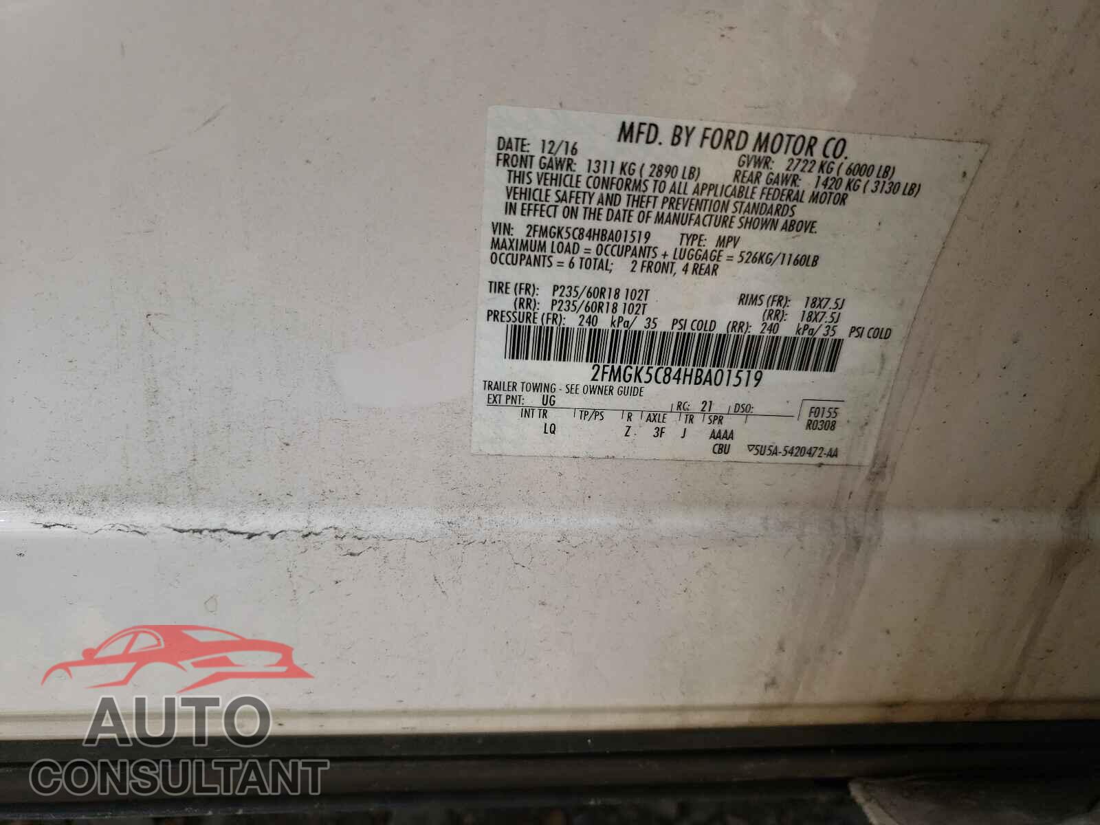 FORD FLEX 2017 - 2FMGK5C84HBA01519