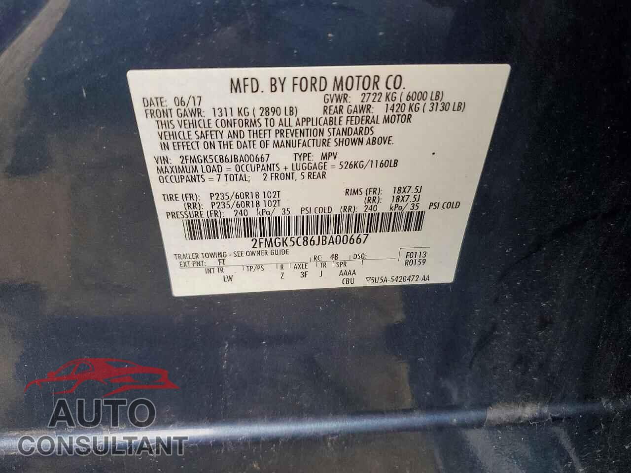 FORD FLEX 2018 - 2FMGK5C86JBA00667