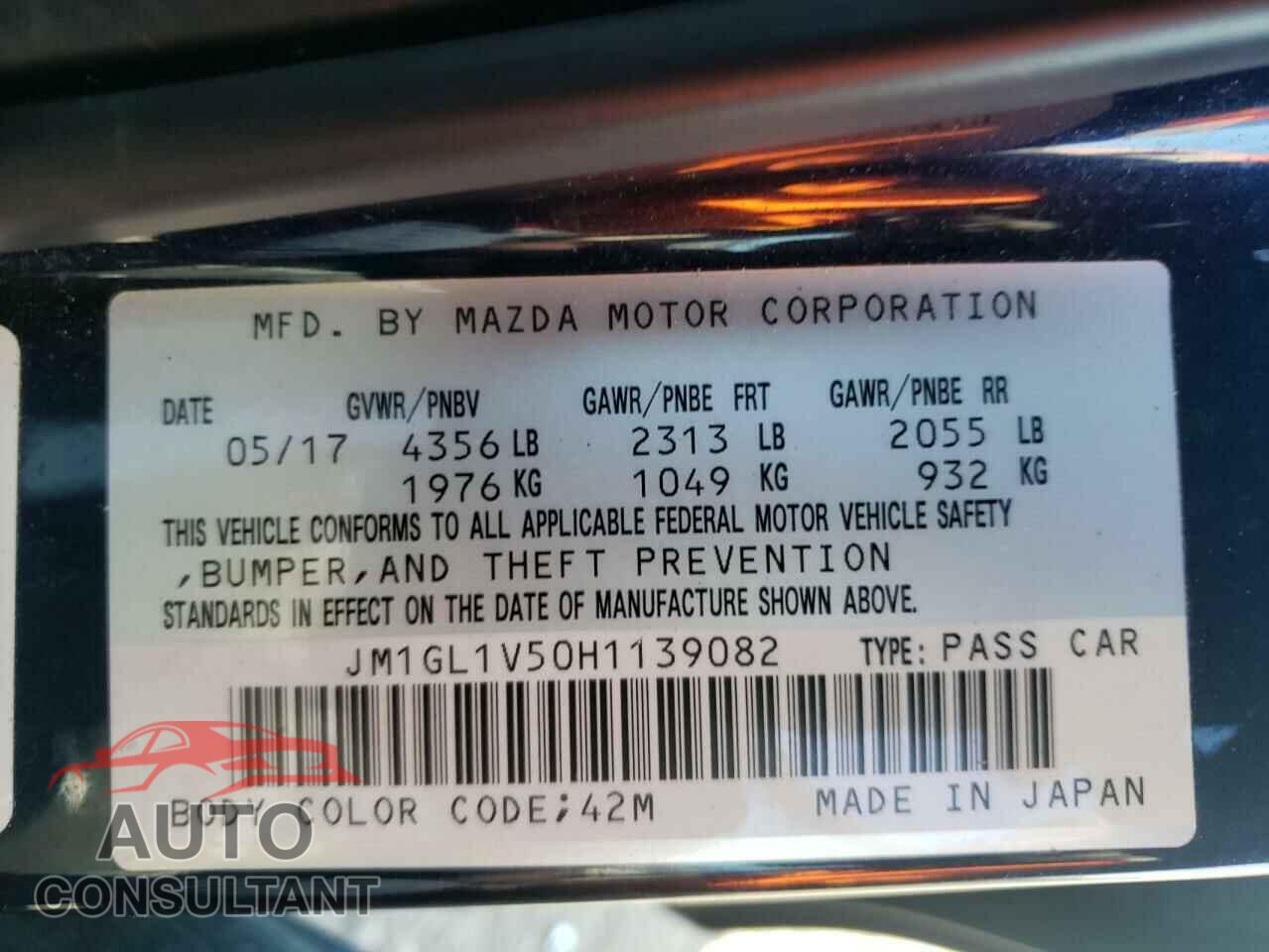MAZDA 6 2017 - JM1GL1V50H1139082