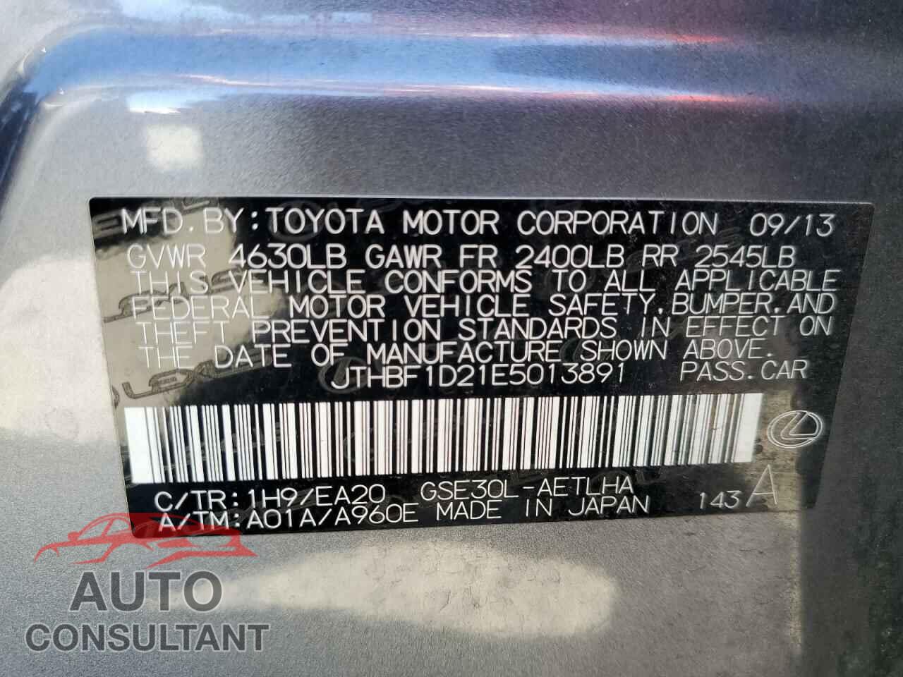 LEXUS IS 2014 - JTHBF1D21E5013891