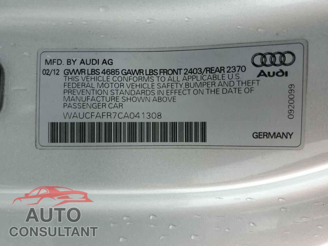 AUDI A5 2012 - WAUCFAFR7CA041308