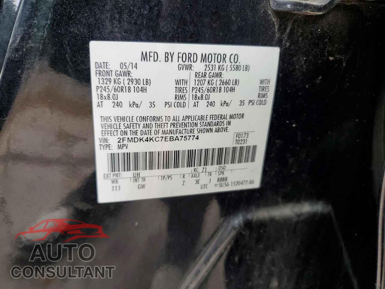FORD EDGE 2014 - 2FMDK4KC7EBA75774