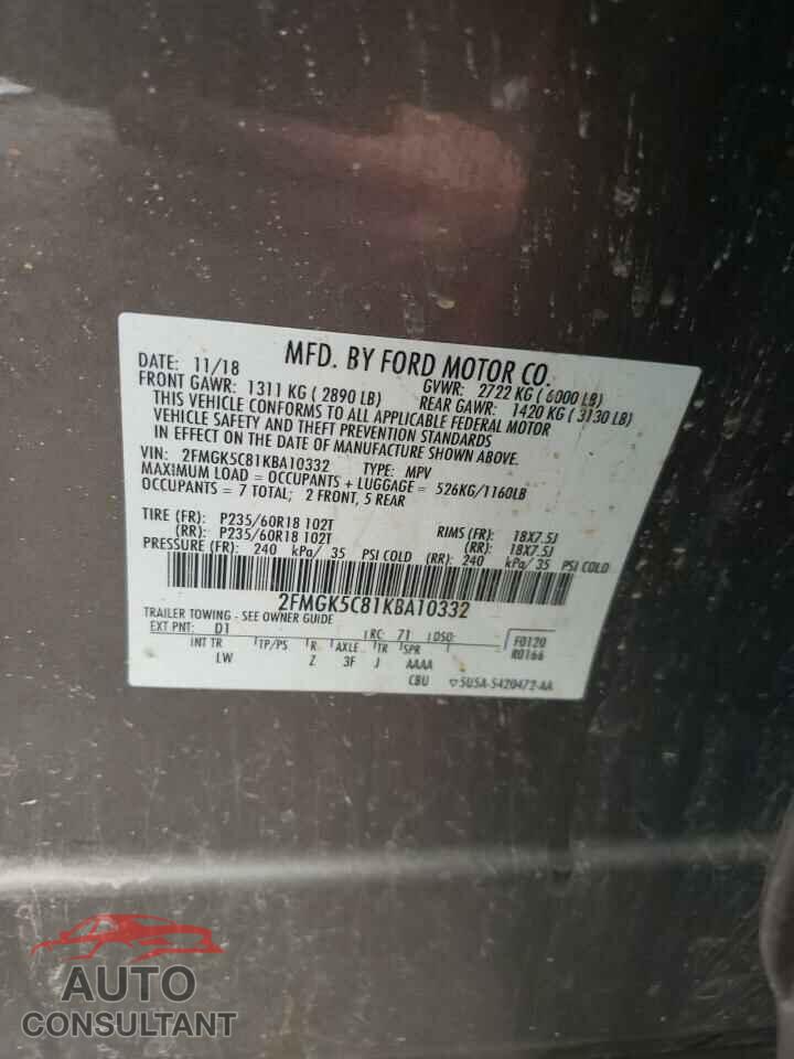 FORD FLEX 2019 - 2FMGK5C81KBA10332