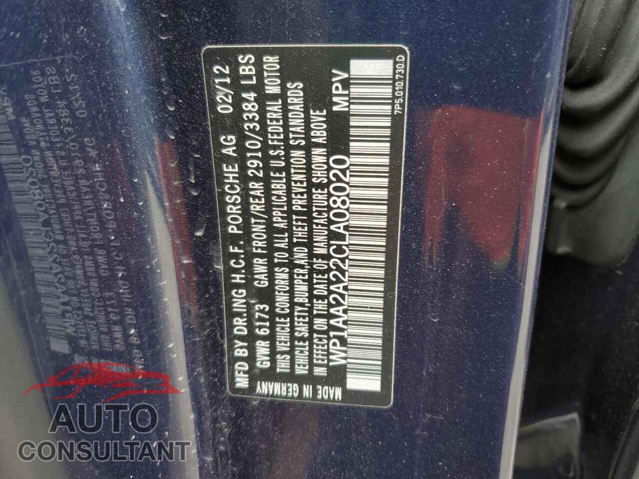 PORSCHE CAYENNE 2012 - WP1AA2A22CLA08020