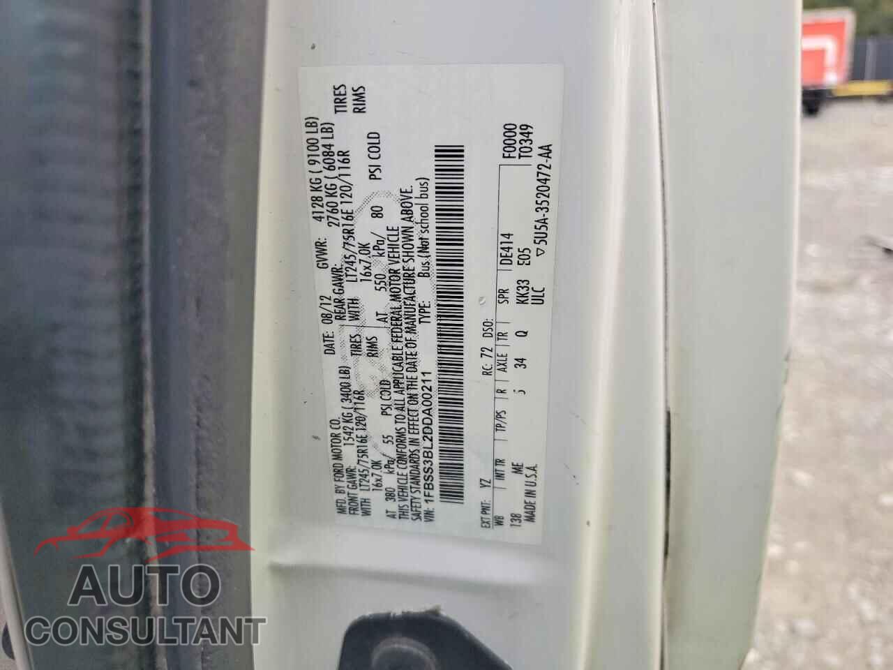 FORD ECONOLINE 2013 - 1FBSS3BL2DDA00211