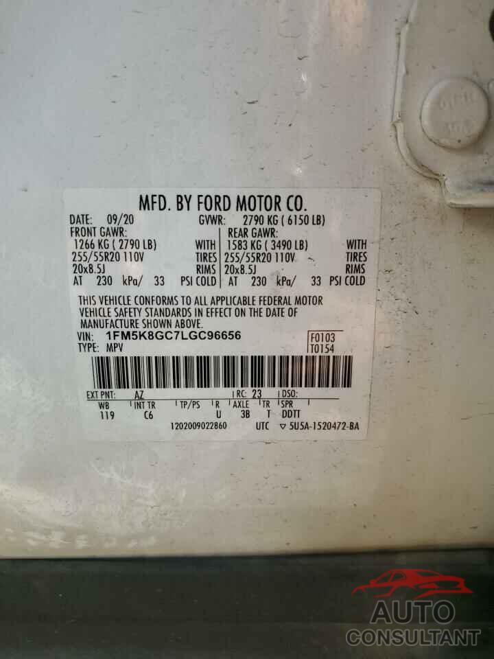 FORD EXPLORER 2020 - 1FM5K8GC7LGC96656