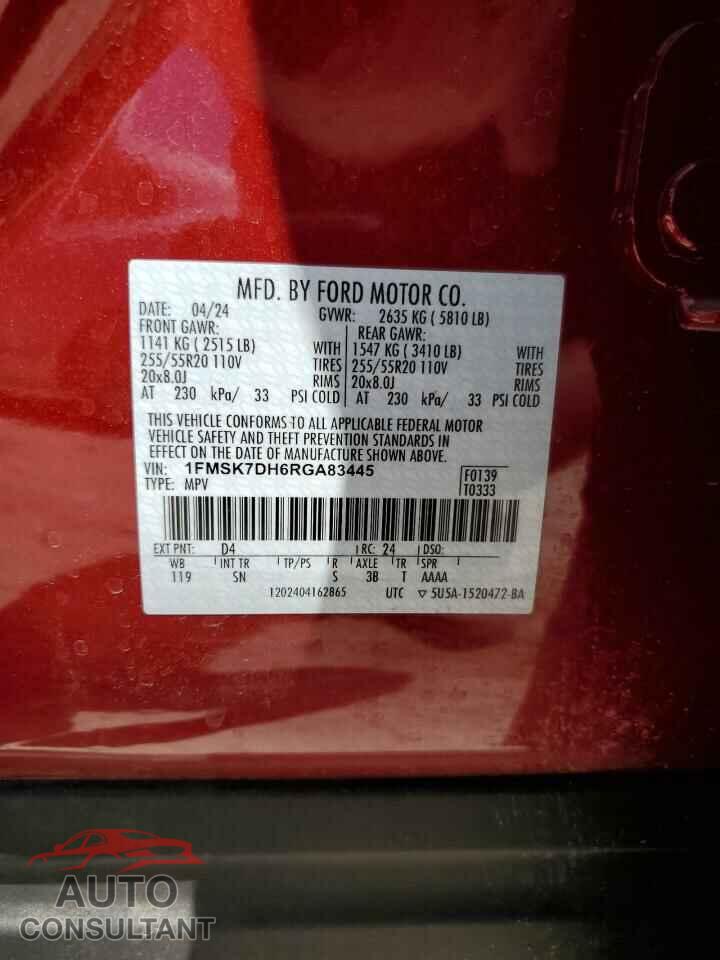 FORD EXPLORER 2024 - 1FMSK7DH6RGA83445