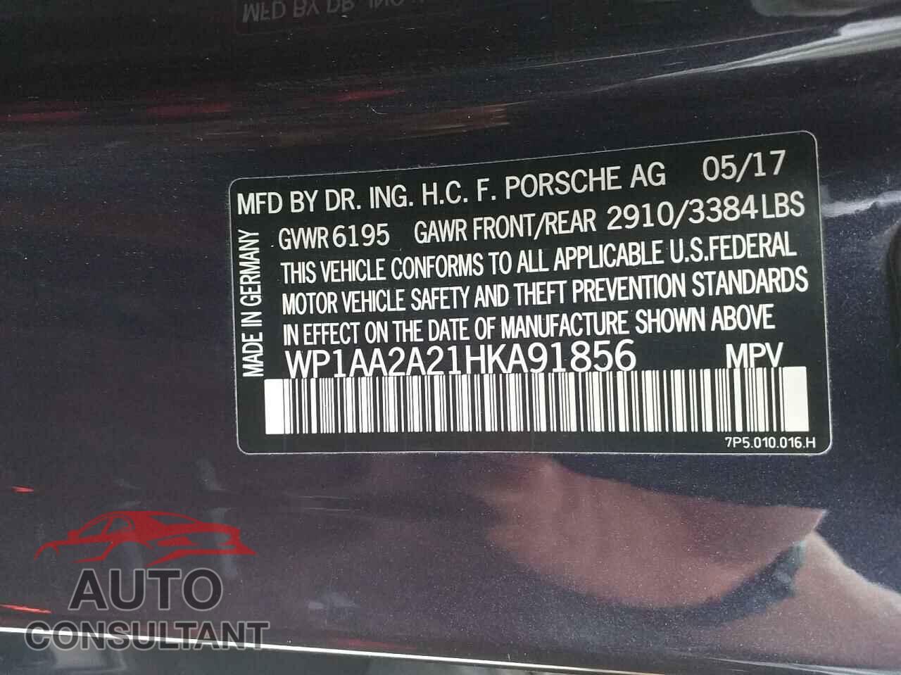 PORSCHE CAYENNE 2017 - WP1AA2A21HKA91856