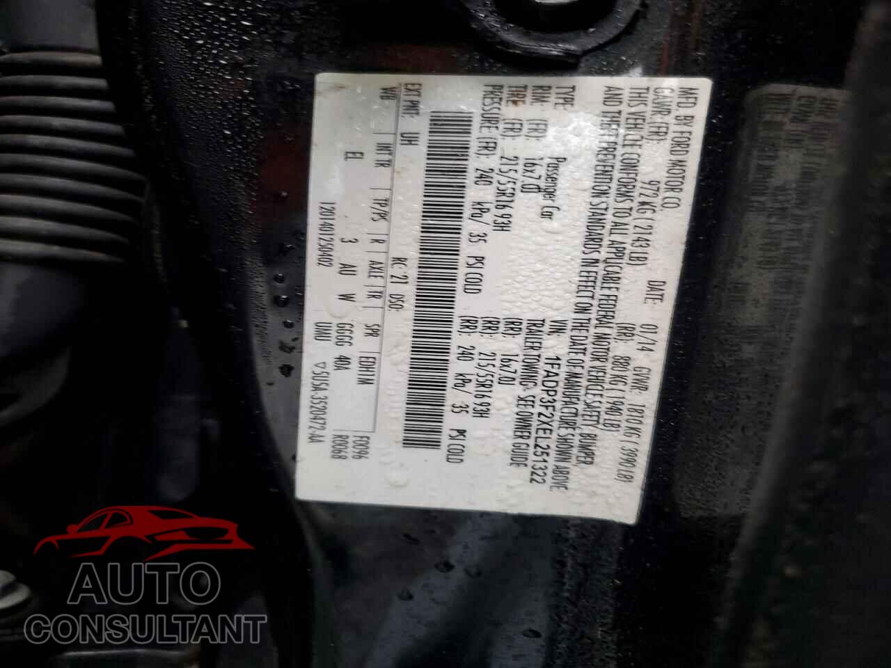 FORD FOCUS 2014 - 1FADP3F2XEL251322