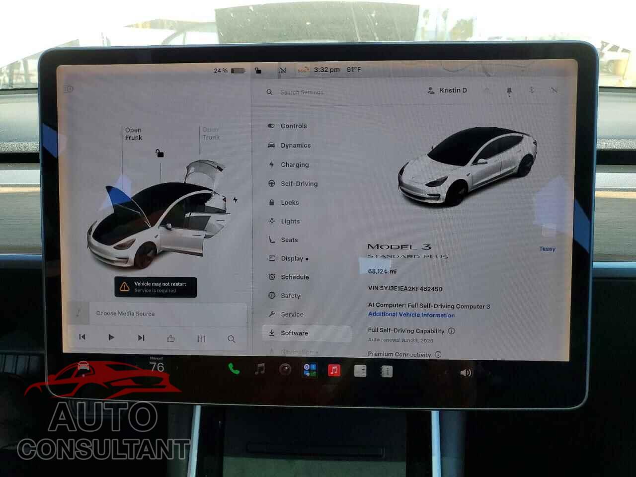 TESLA MODEL 3 2019 - 5YJ3E1EA2KF482450