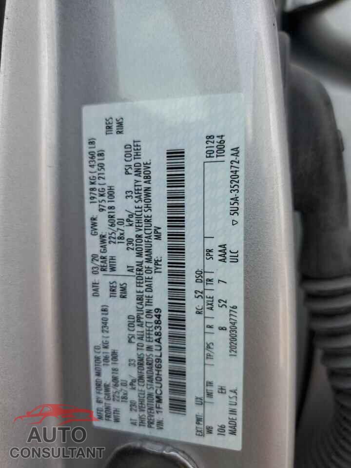 FORD ESCAPE 2020 - 1FMCU0H69LUA83849