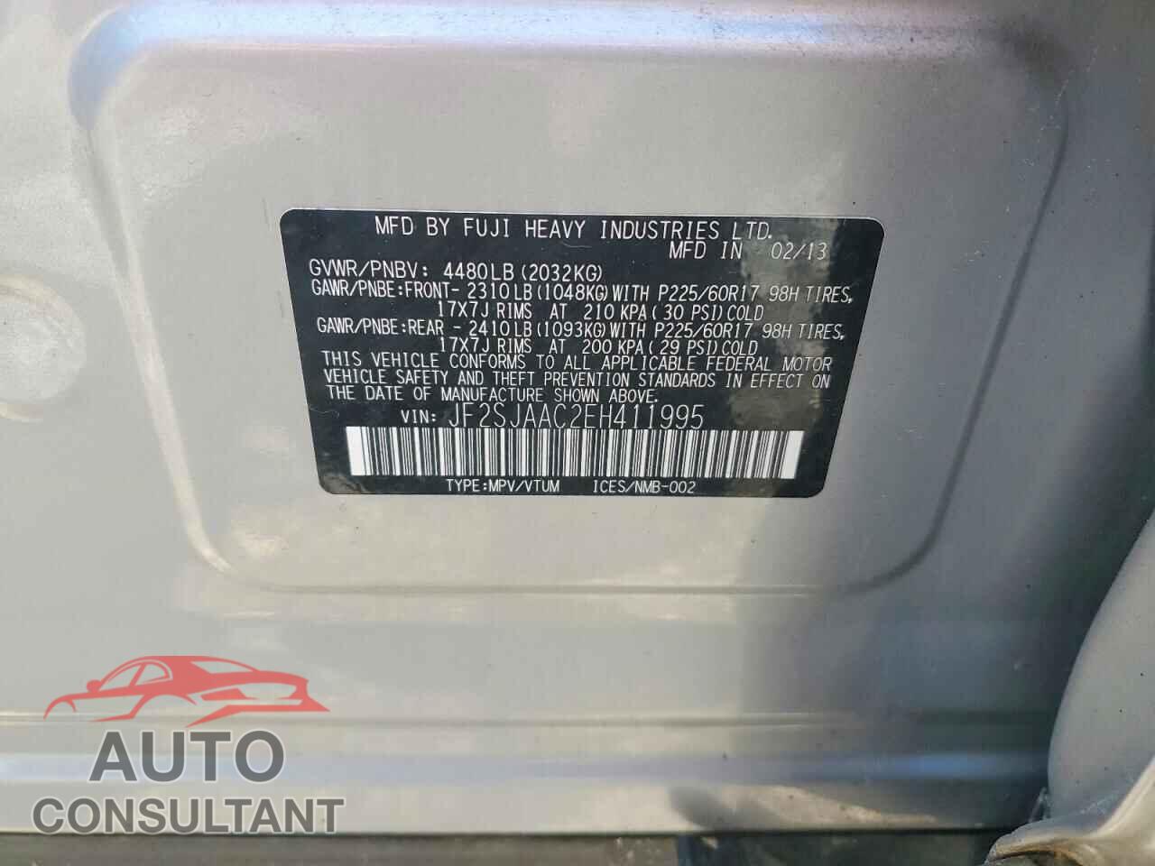 SUBARU FORESTER 2014 - JF2SJAAC2EH411995