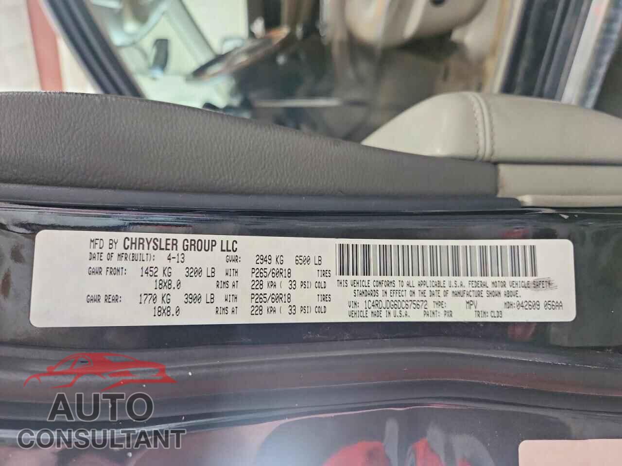 DODGE DURANGO 2013 - 1C4RDJDG6DC675672